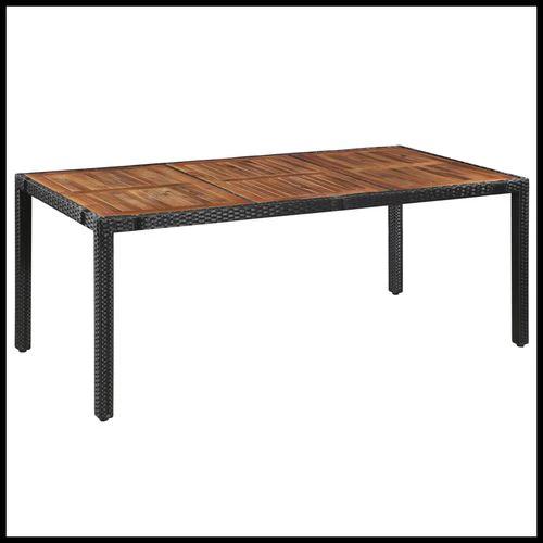 vidaXL 5 Piece Outdoor Dining Set Poly Rattan and Acacia Wood Black by vidaXL