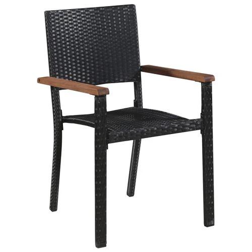 vidaXL 5 Piece Outdoor Dining Set Poly Rattan and Acacia Wood Black by vidaXL