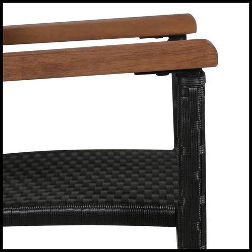 vidaXL 5 Piece Outdoor Dining Set Poly Rattan and Acacia Wood Black by vidaXL