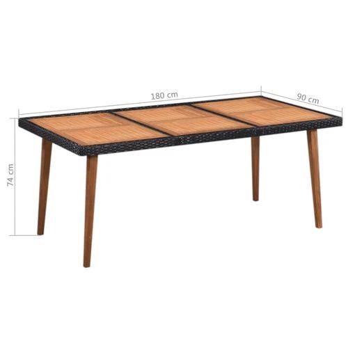 VidaXL 7 Piece Outdoor Dining Set 180x90x74 cm Water Resistant Poly Rattan with Solid Acacia Wood for Garden and Patio by vidaXL