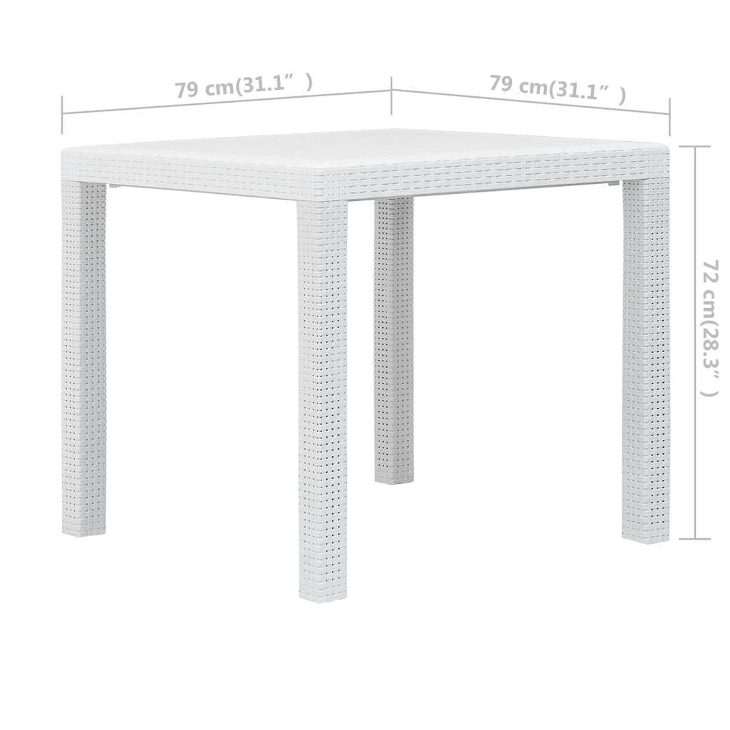 vidaXL Garden Table White 79x79x72 cm Plastic Rattan Look by vidaXL