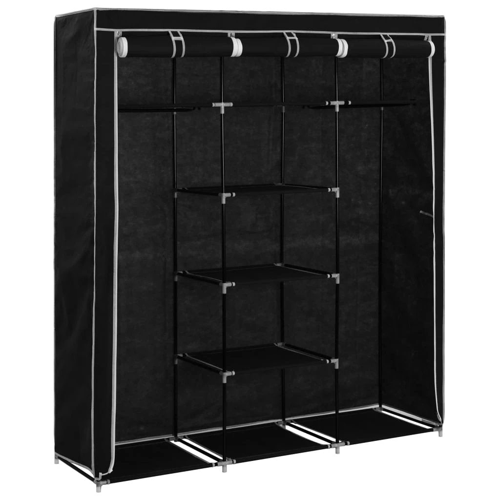 vidaXL Wardrobe with Compartments and Rods Black 150x45x175 cm Fabric by vidaXL