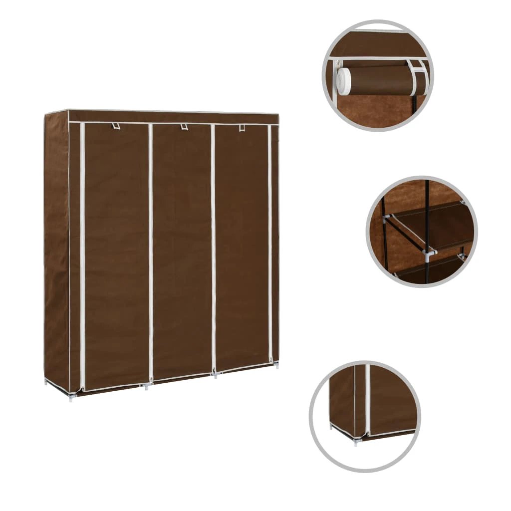 vidaXL vidaXL Wardrobe with Compartments and Rods Black 150x45x175 cm Fabric - Wardrobe