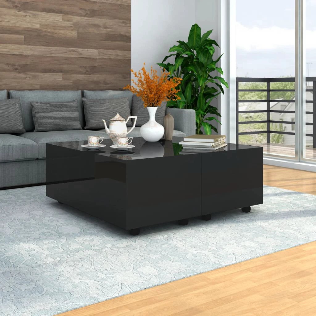 vidaXL Coffee Table 60x60x35 cm High Gloss Engineered Wood Surface for Living Room by vidaXL