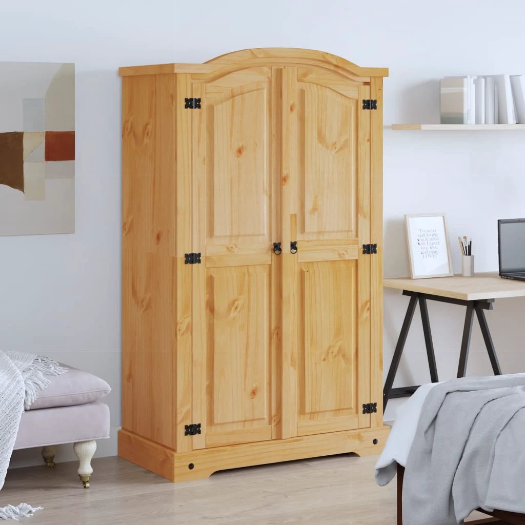 vidaXL Wardrobe Mexican Pine Corona Range 2 Doors Grey by vidaXL