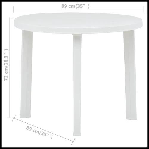 vidaXL vidaXL Garden Table White 89 cm Plastic - Garden Table