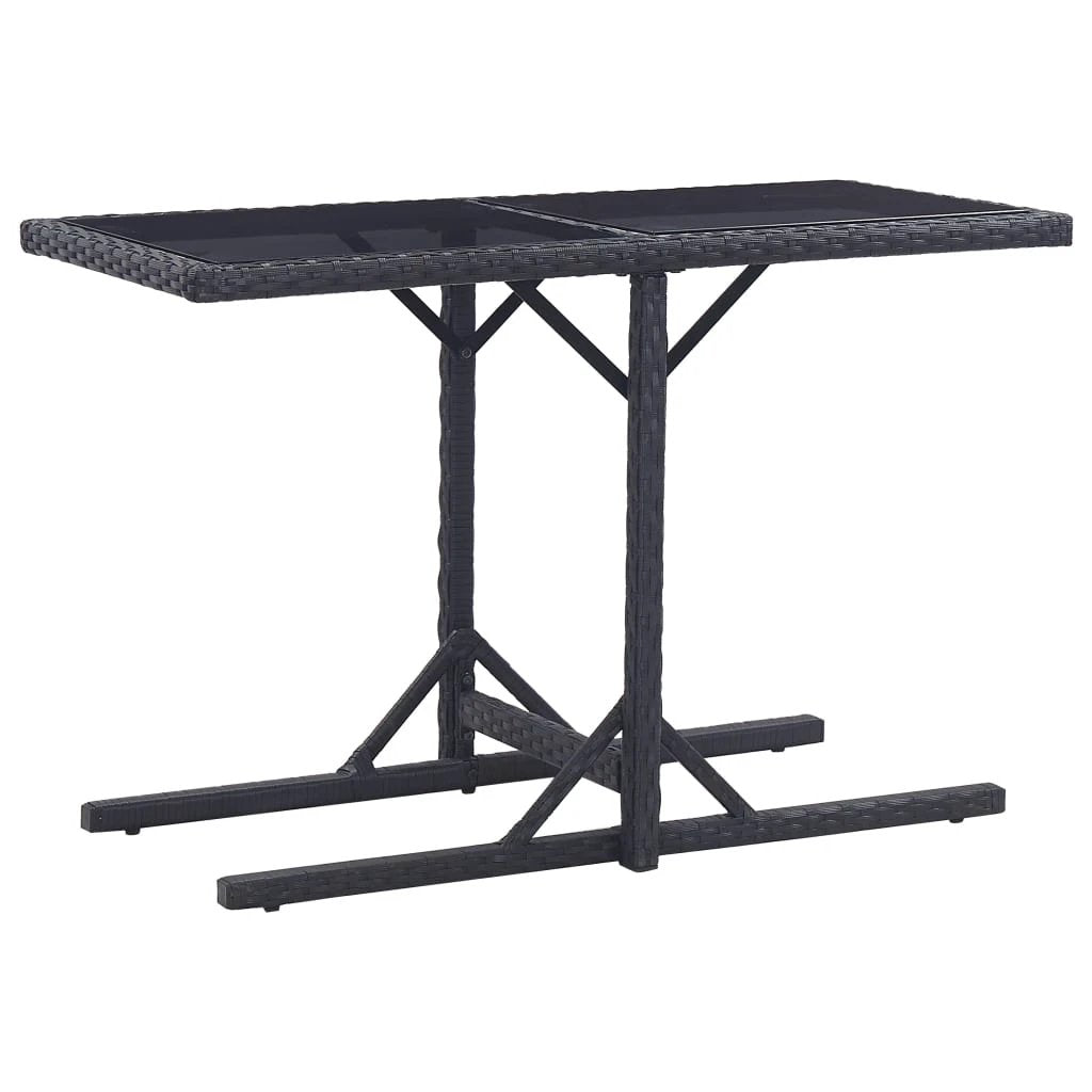vidaXL vidaXL Garden Table Black 110x53x72 cm Glass and Poly Rattan - Garden Table
