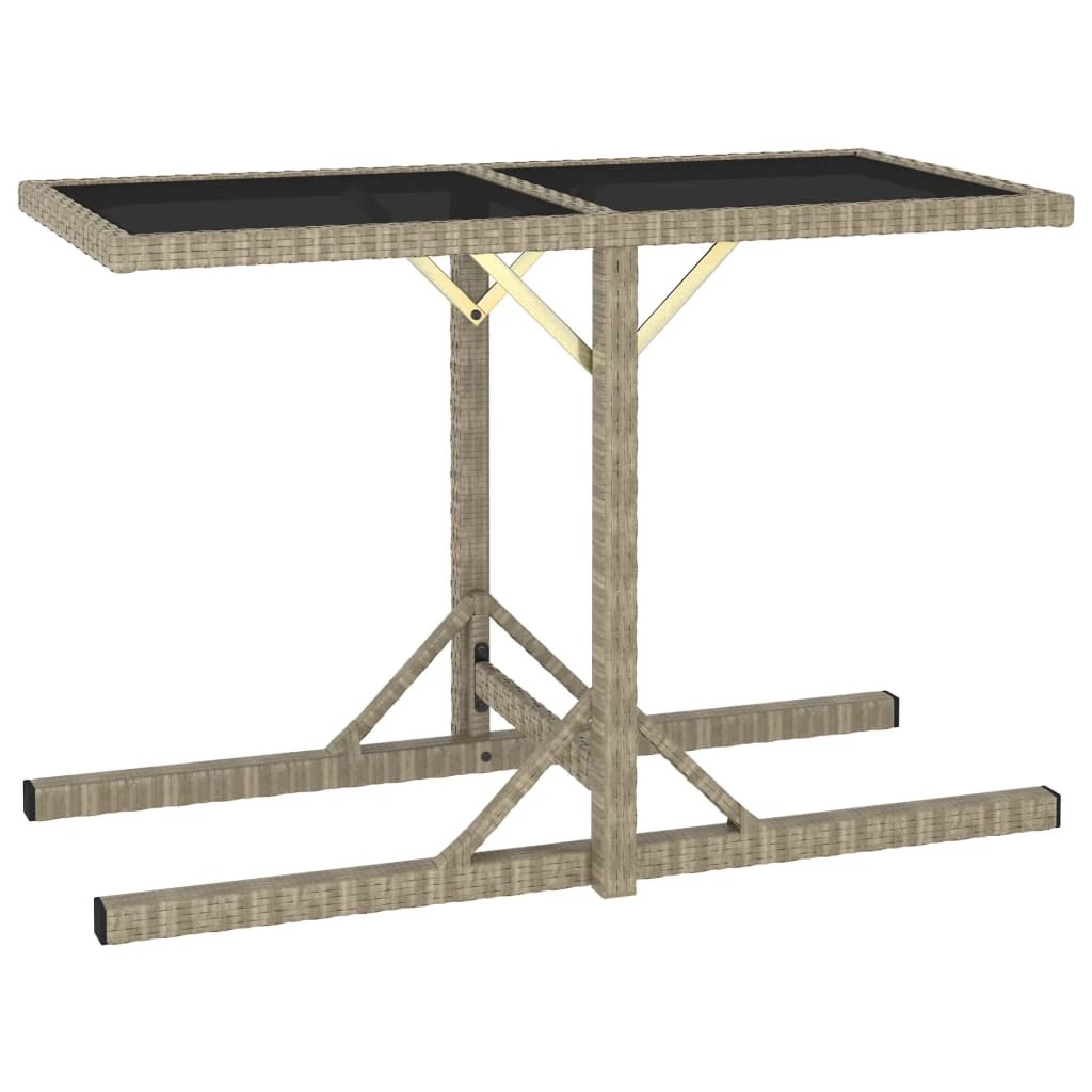 vidaXL vidaXL Garden Table Black 110x53x72 cm Glass and Poly Rattan - Garden Table