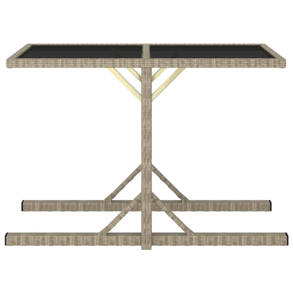 vidaXL Garden Table Black 110x53x72 cm Glass and Poly Rattan by vidaXL