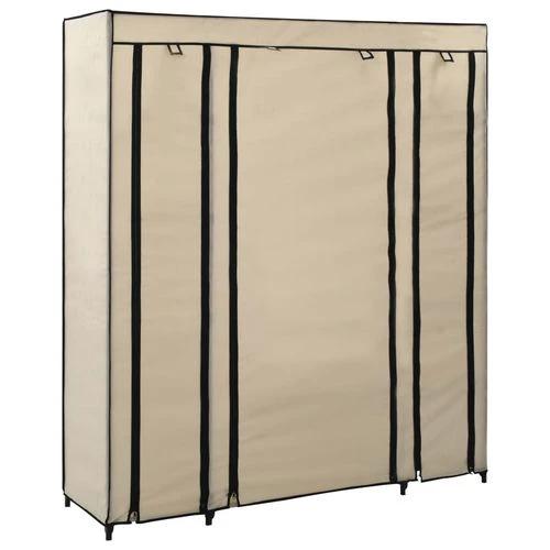 vidaXL Portable Wardrobe 150x45x176 cm with Compartments and Rods Cream Fabric for Space-Saving Clothing Storage by vidaXL
