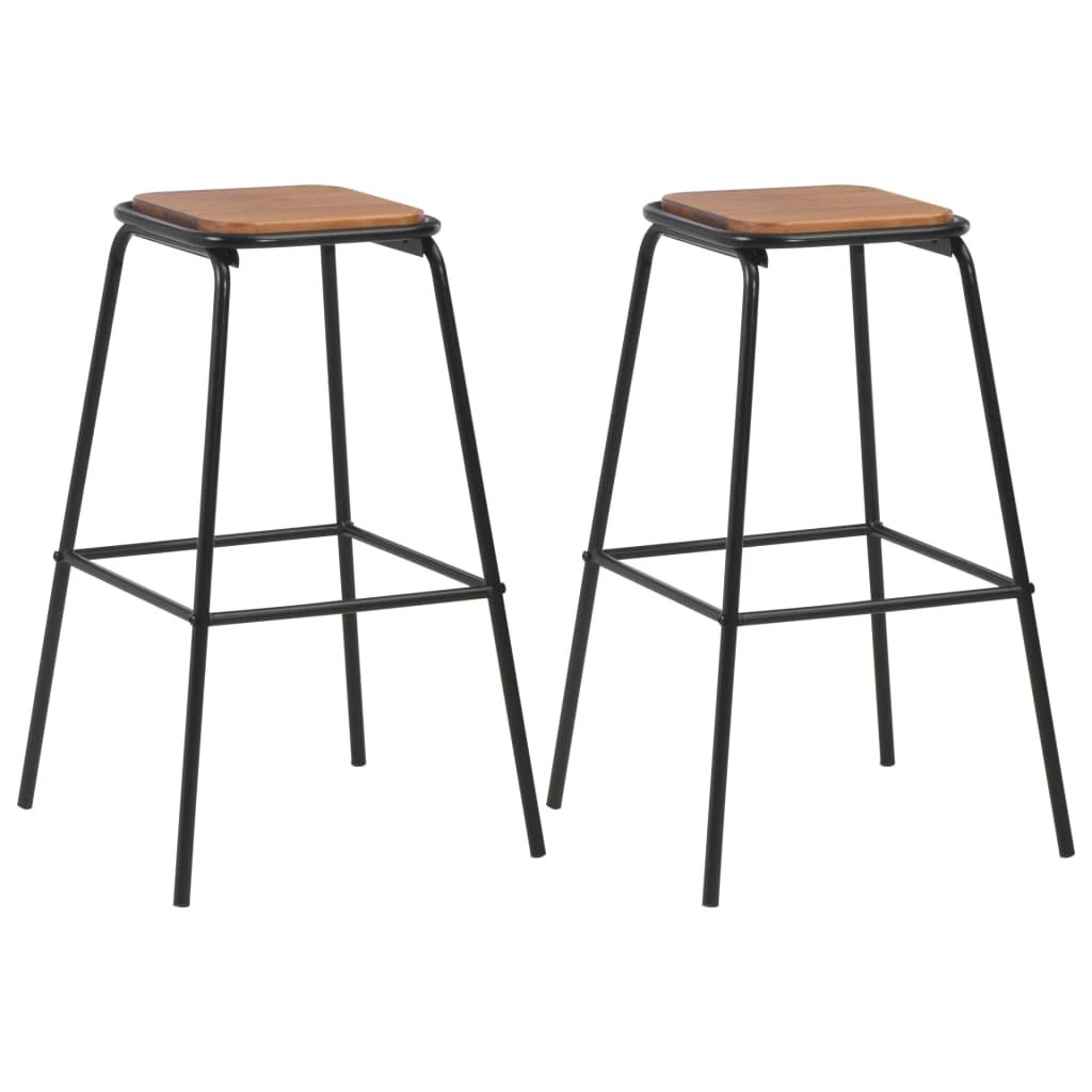vidaXL VidaXL Bar Stools 4 Pcs Black Pinewood Seats For Kitchen - Bar Stool