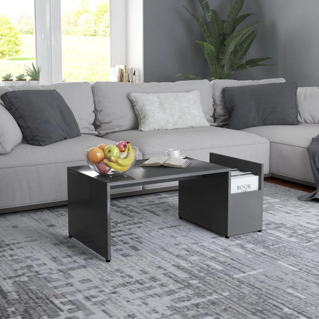 vidaXL VidaXL Coffee Table 90x45x35 Cm White Engineered Wood Openwork Geometric Design With Storage For Modern Living Rooms - Coffee Table