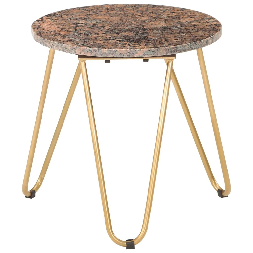 vidaXL VidaXL Coffee Table 40x40x40 cm Real Stone Marble Texture Powder Coated Iron Frame for Living Room Decor - Coffee Table