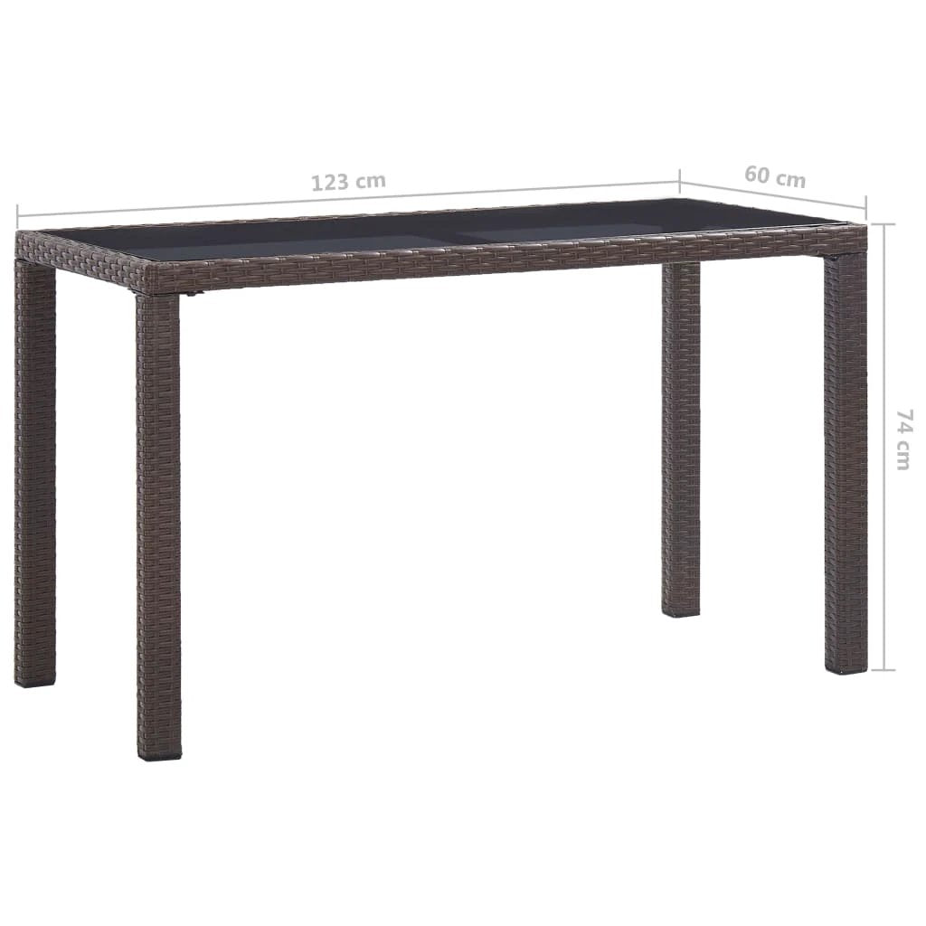 vidaXL Garden Table Brown 110x60x67 cm Poly Rattan by vidaXL