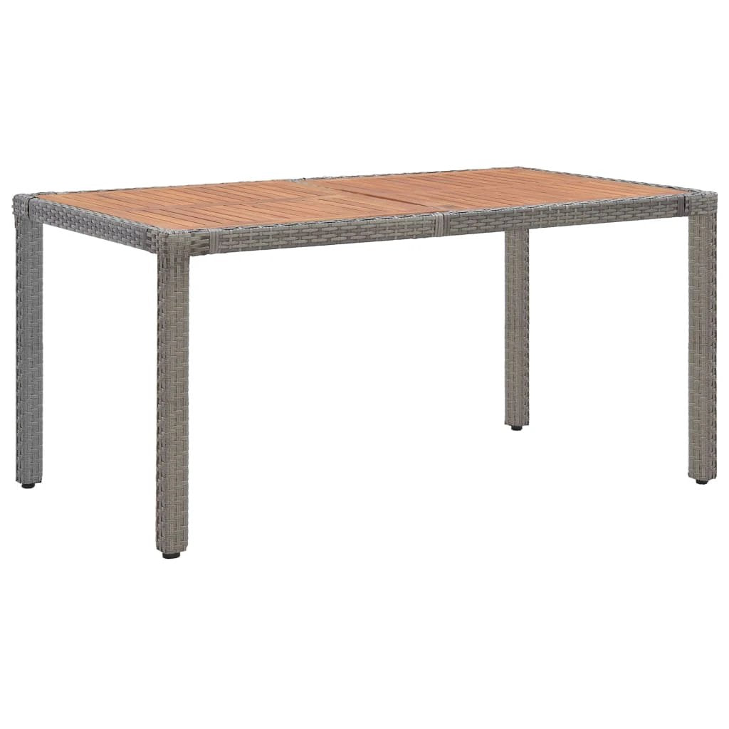 vidaXL Garden Table Grey 90x90x75 cm Poly Rattan and Solid Acacia Wood - Garden Table
