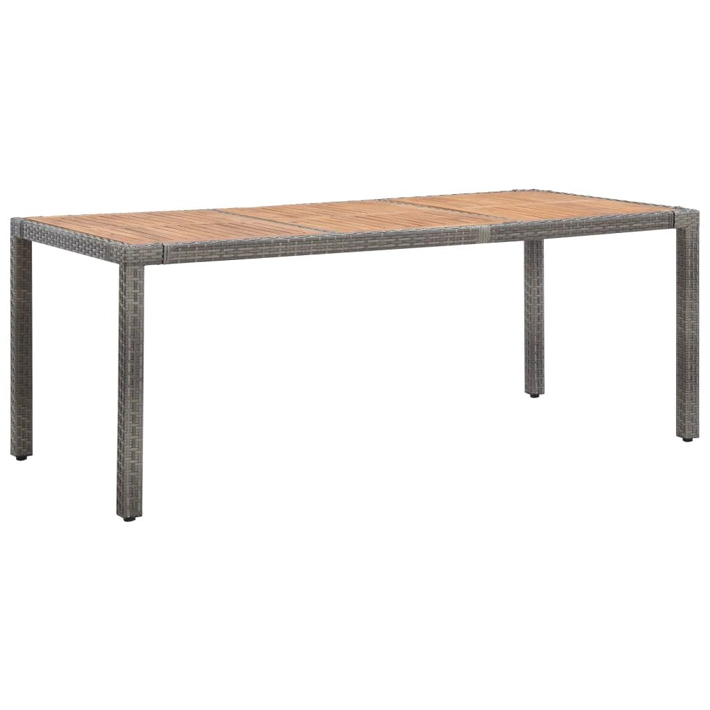 vidaXL Garden Table Grey 90x90x75 cm Poly Rattan and Solid Acacia Wood - Garden Table