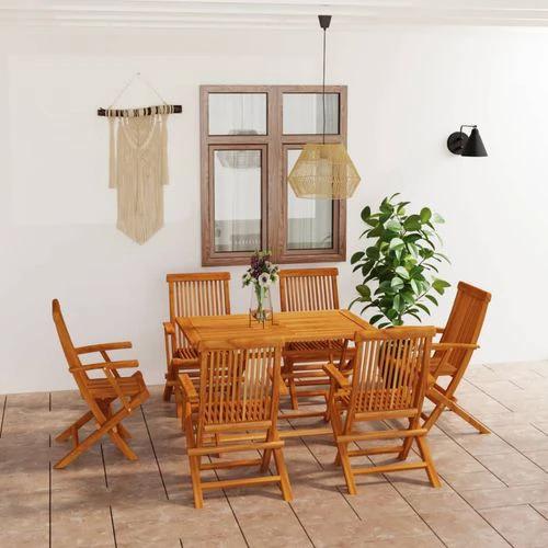 VidaXL 5 Piece Solid Teak Wood Garden Dining Set 120x70 cm Foldable Weather Resistant Outdoor Furniture for Camping and Picnics by vidaXL