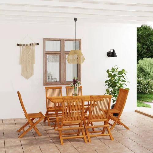vidaXL VidaXL 5 Piece Solid Teak Wood Garden Dining Set 120x70 cm Foldable Weather Resistant Outdoor Furniture for Camping and Picnics - Garden Set