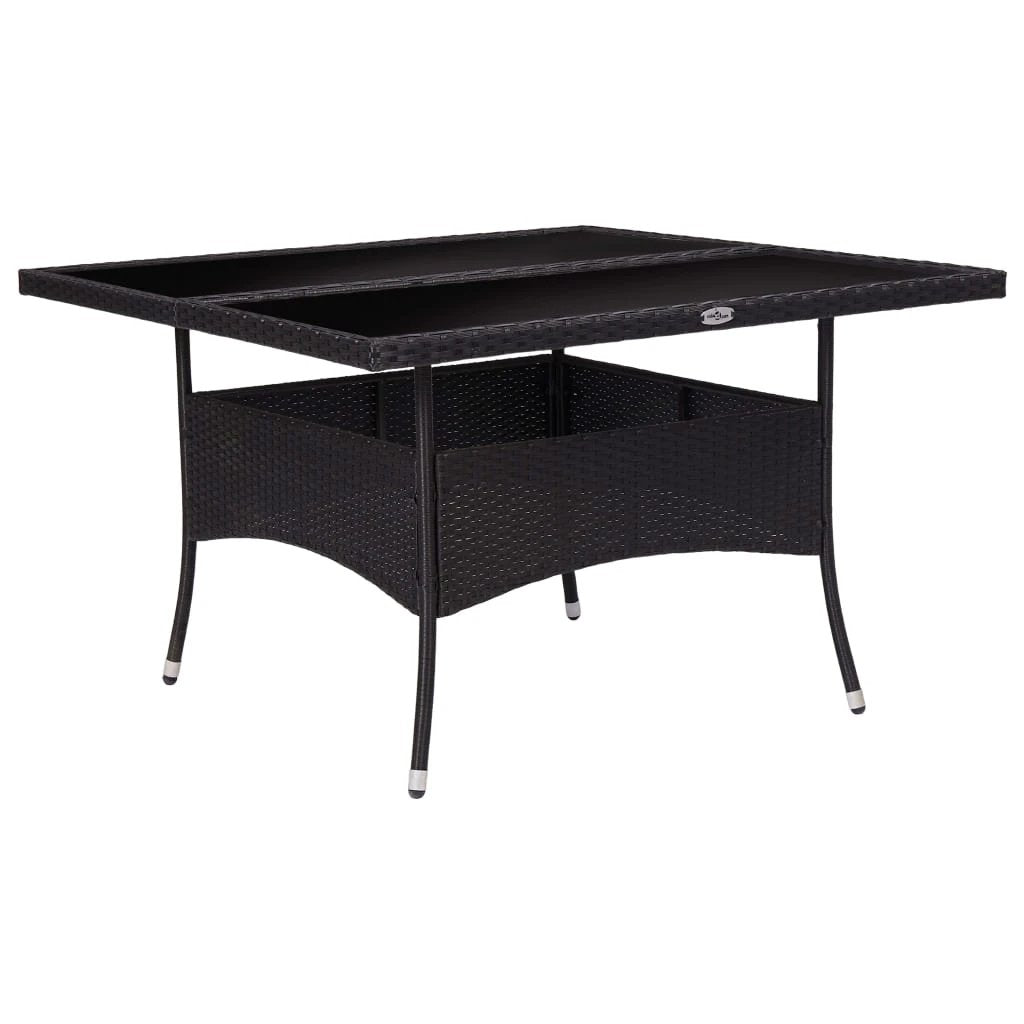 vidaXL Outdoor Dining Table Black Poly Rattan and Solid Acacia Wood by vidaXL