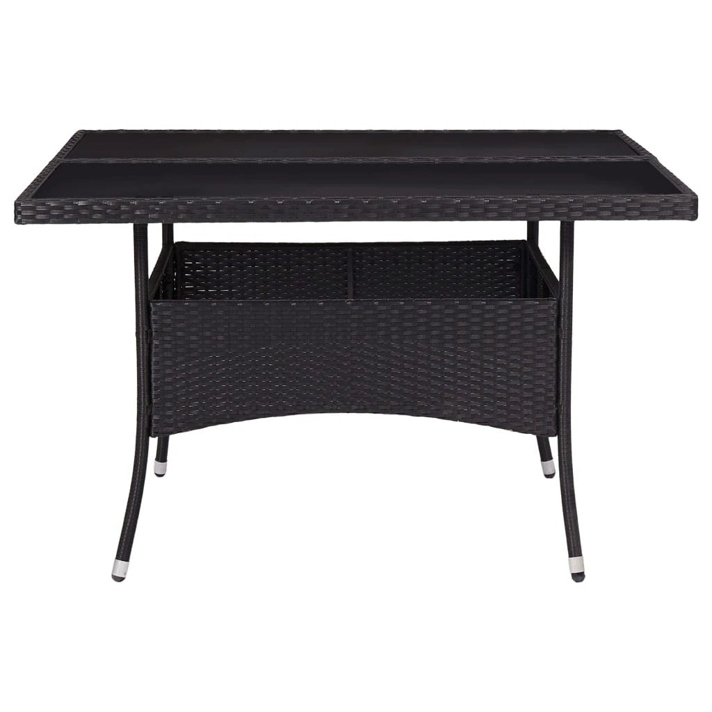 vidaXL Outdoor Dining Table Black Poly Rattan and Solid Acacia Wood by vidaXL