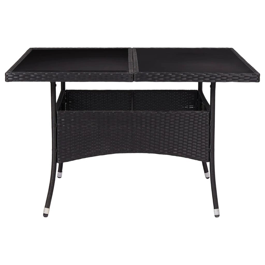 vidaXL Outdoor Dining Table Black Poly Rattan and Solid Acacia Wood by vidaXL