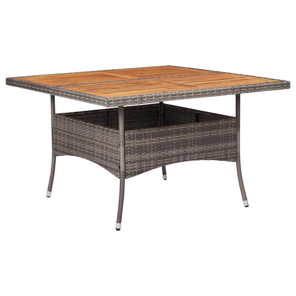 vidaXL vidaXL Outdoor Dining Table Black Poly Rattan and Solid Acacia Wood - Garden Table