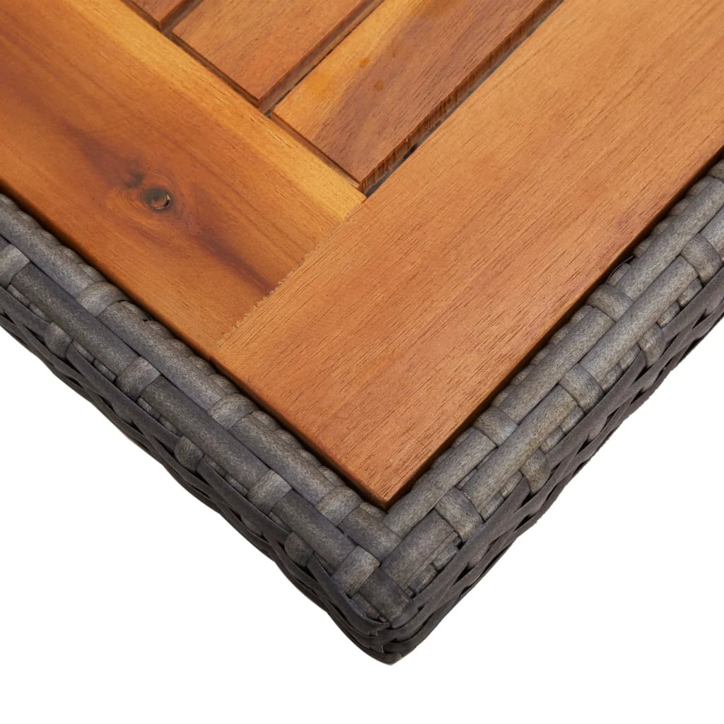 vidaXL vidaXL Outdoor Dining Table Black Poly Rattan and Solid Acacia Wood - Garden Table