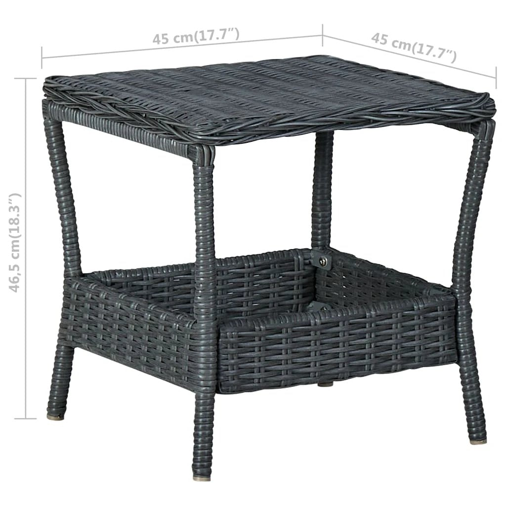 vidaXL Garden Table Dark Grey 45x45x46.5 cm Poly Rattan by vidaXL