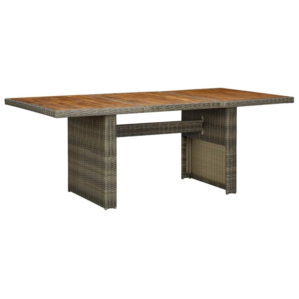 vidaXL Garden Table Dark Grey Poly Rattan and Tempered Glass by vidaXL