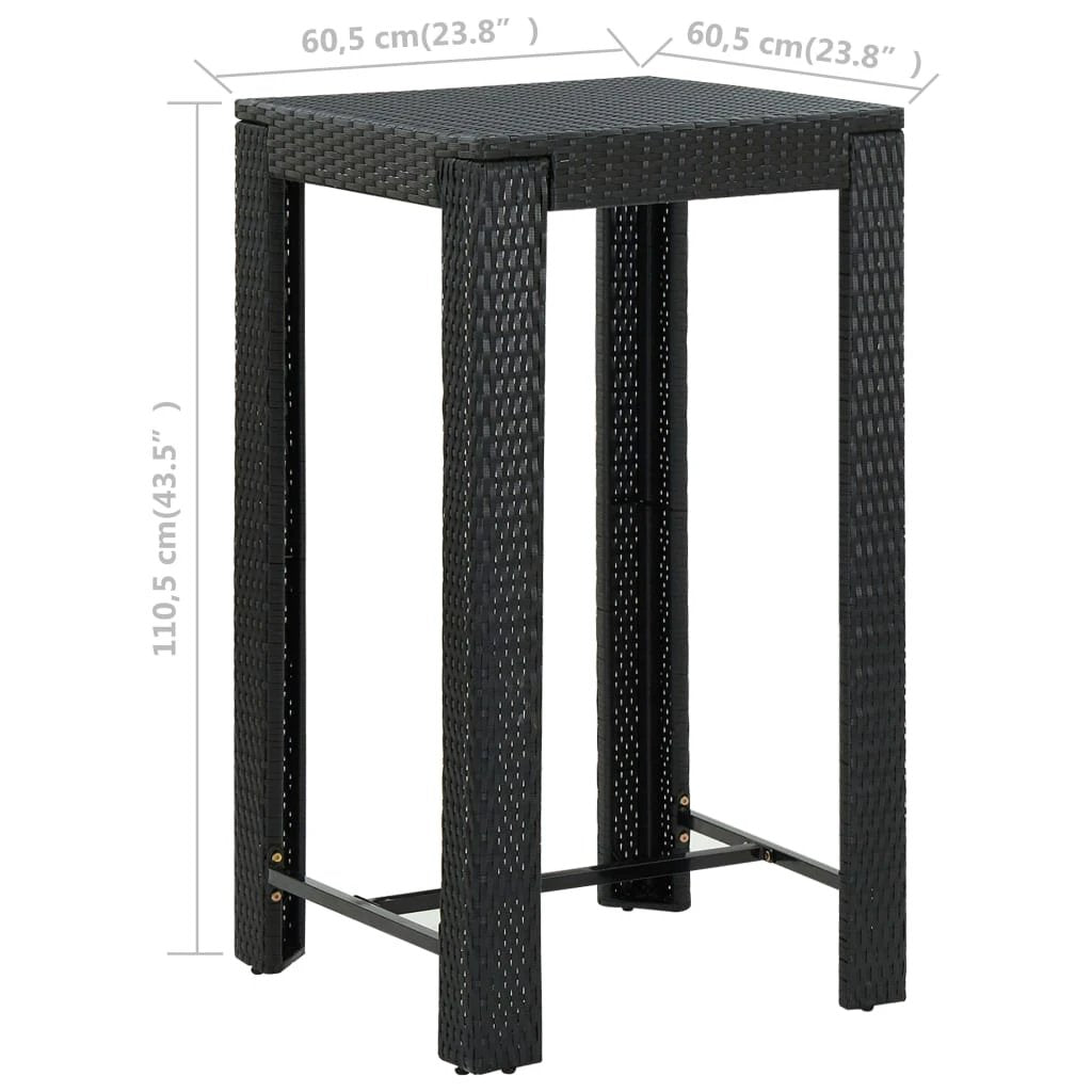 vidaXL vidaXL Garden Bar Table Brown 60.5x60.5x110.5 cm Poly Rattan - Garden Table