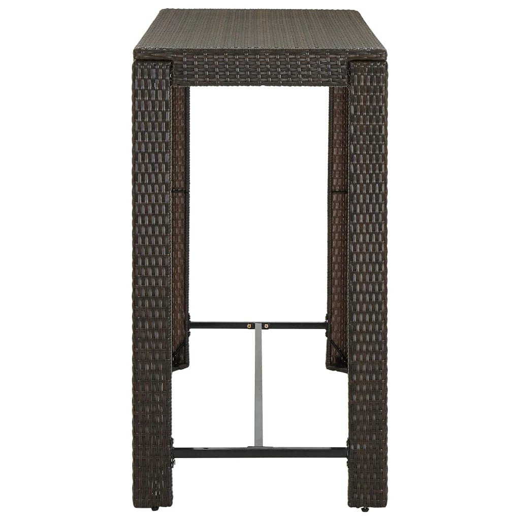 vidaXL vidaXL Garden Bar Table Brown 60.5x60.5x110.5 cm Poly Rattan - Garden Table