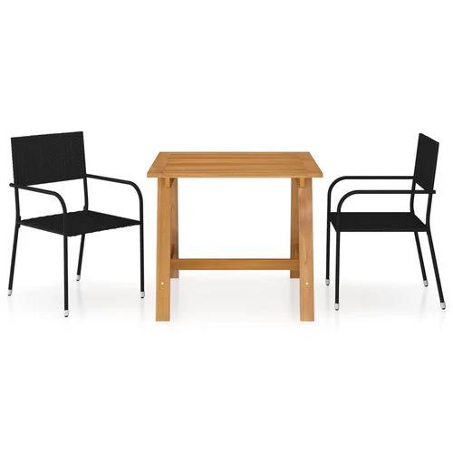vidaXL 3 Piece Garden Dining Set with Solid Acacia Wood Table and Weather-Resistant Rattan Chairs for Outdoor Entertaining by vidaXL