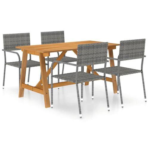 vidaXL vidaXL 5 Piece Garden Dining Set with Solid Acacia Wood Table and Weather-Resistant Rattan Chairs for Outdoor Entertaining - Garden Set