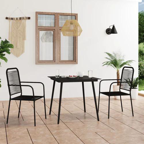 vidaXL 5 Piece Garden Dining Set Cotton Rope and Steel Black by vidaXL