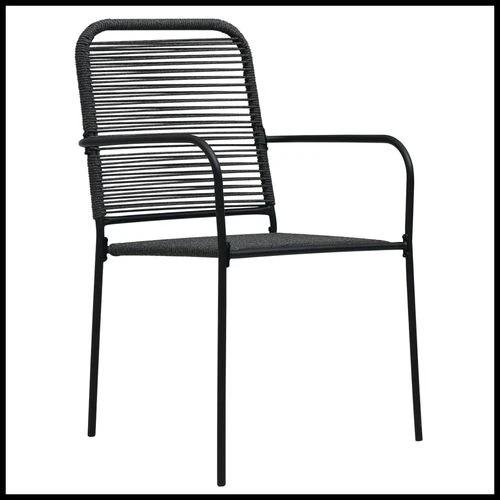 vidaXL vidaXL 5 Piece Garden Dining Set Cotton Rope and Steel Black - Garden Set