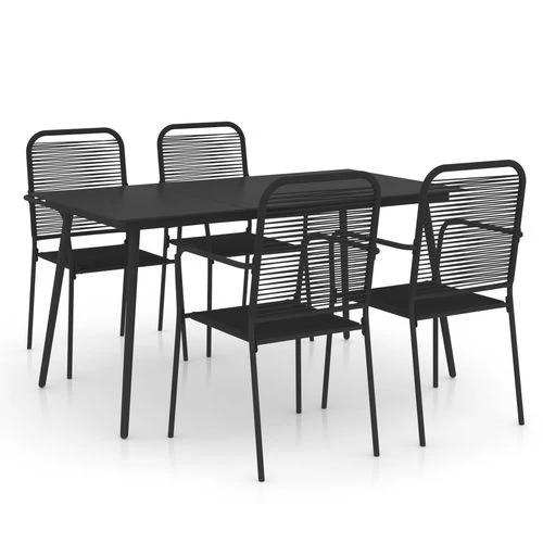 vidaXL vidaXL 7 Piece Garden Dining Set Cotton Rope and Steel Black - Garden Set