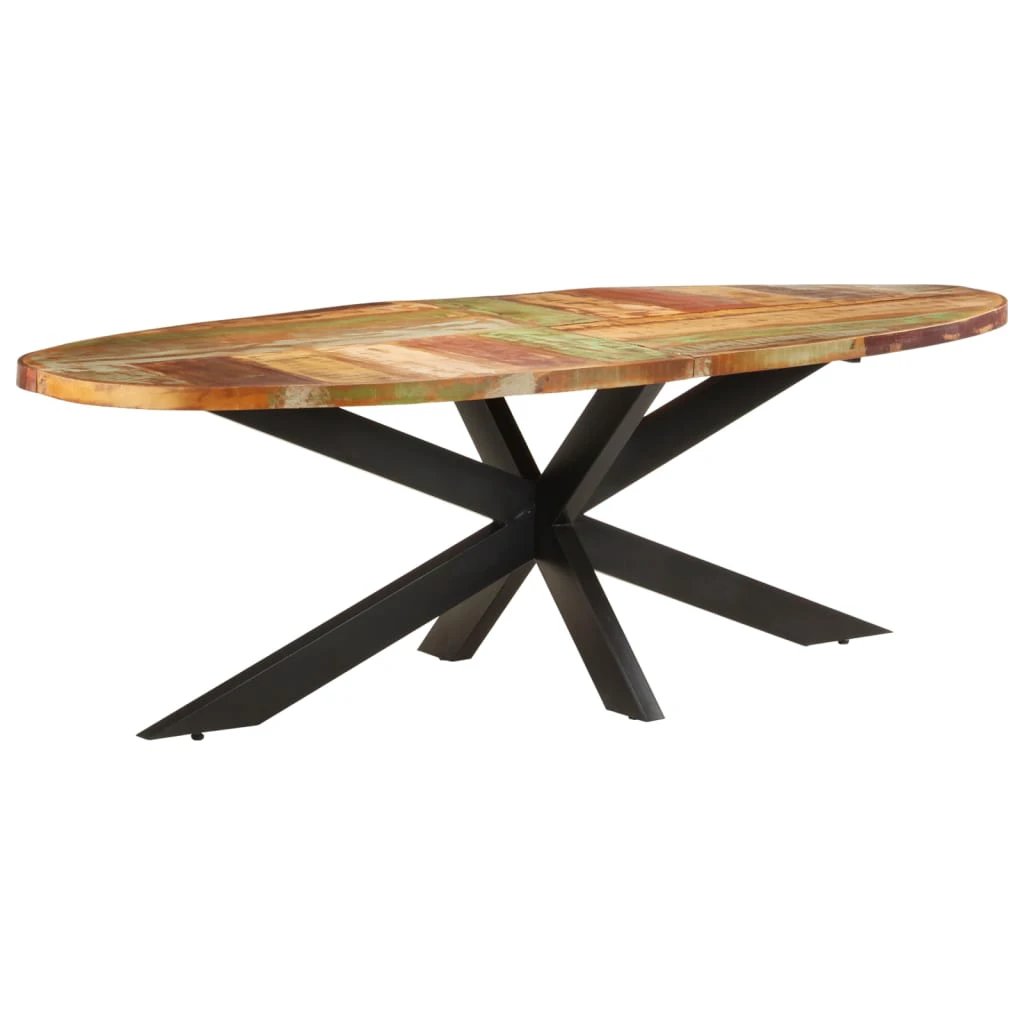 VidaXL Dining Table 160x90x75 cm Rough Mango Wood Powder Coated Steel Base for Family Dining by vidaXL