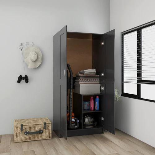 vidaXL Engineered Wood Wardrobe 82.5x51.5x180 cm Smoked Oak Finish with Ample Storage for Home Organization by vidaXL