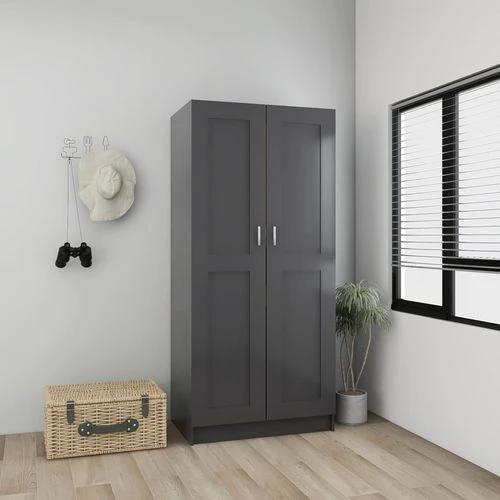 vidaXL Engineered Wood Wardrobe 82.5x51.5x180 cm Smoked Oak Finish with Ample Storage for Home Organization by vidaXL