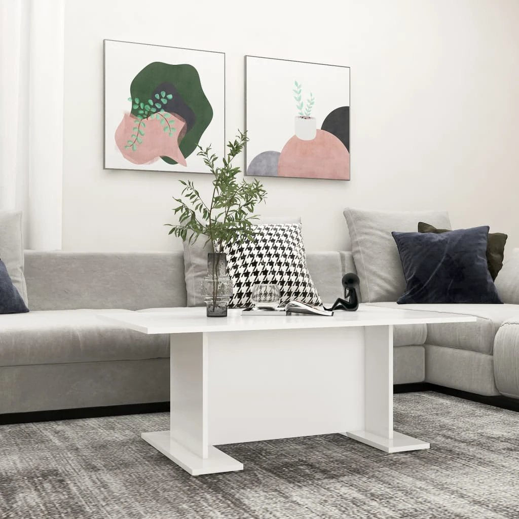 vidaXL VidaXL Coffee Table 103.5x60x40 cm Engineered Wood Durable White Finish For Living Room - Coffee Table