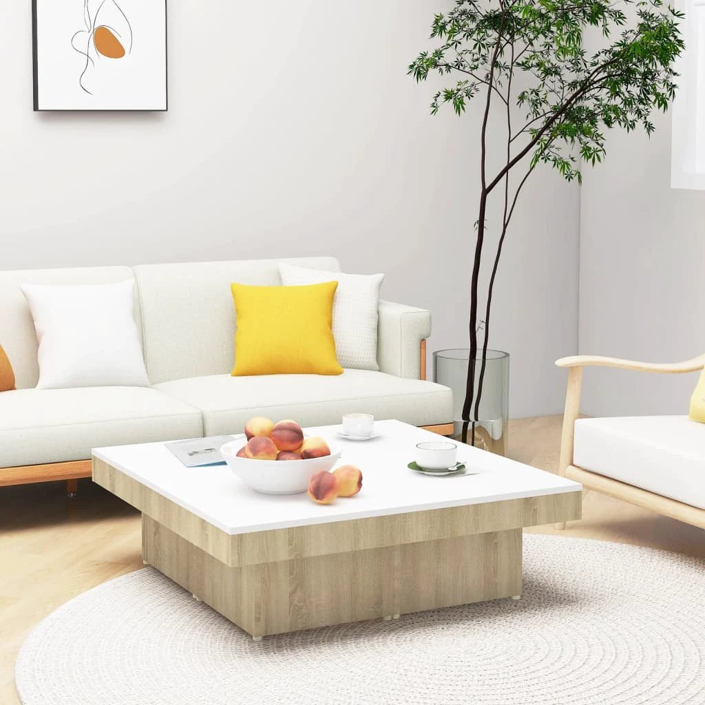vidaXL VidaXL Coffee Table 90x90x28 cm Smoked Oak Engineered Wood Living Room Centerpiece - Coffee Table