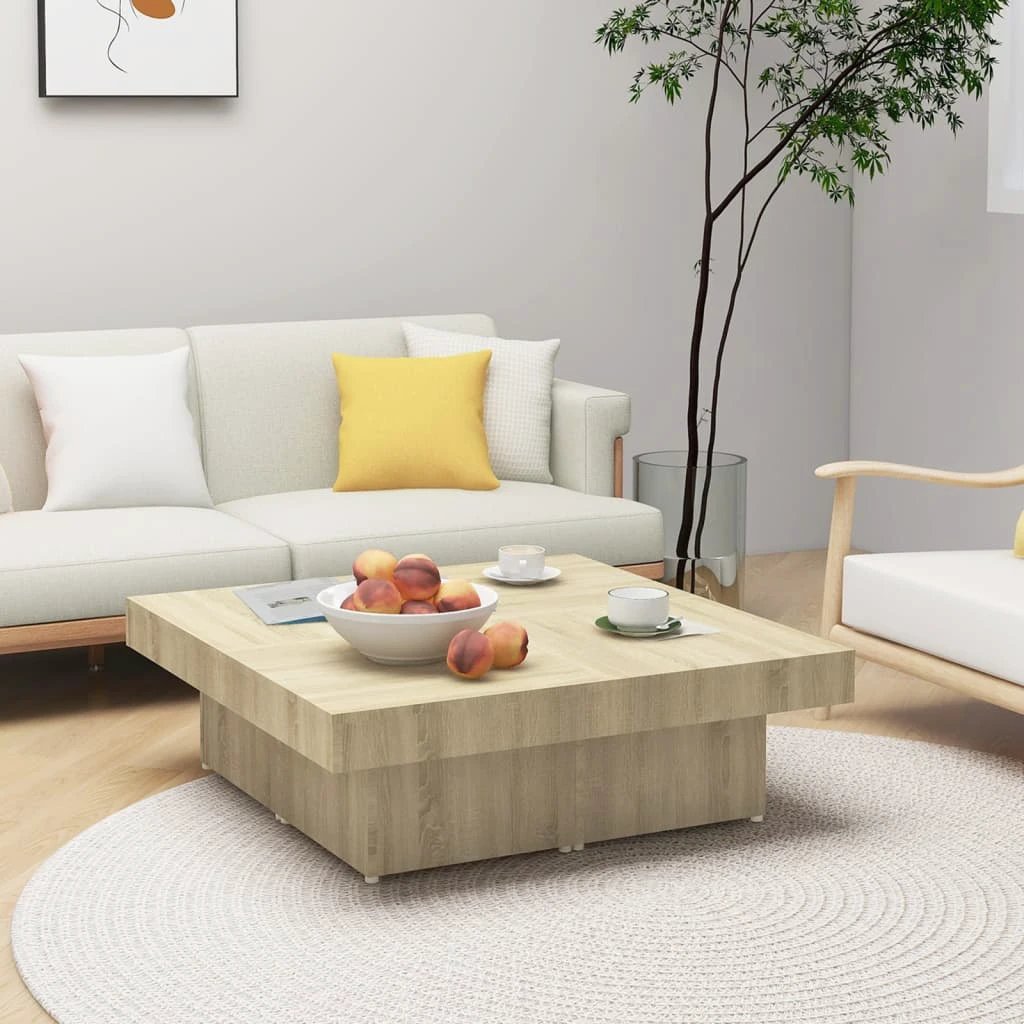 vidaXL VidaXL Coffee Table 90x90x28 cm Smoked Oak Engineered Wood Living Room Centerpiece - Coffee Table
