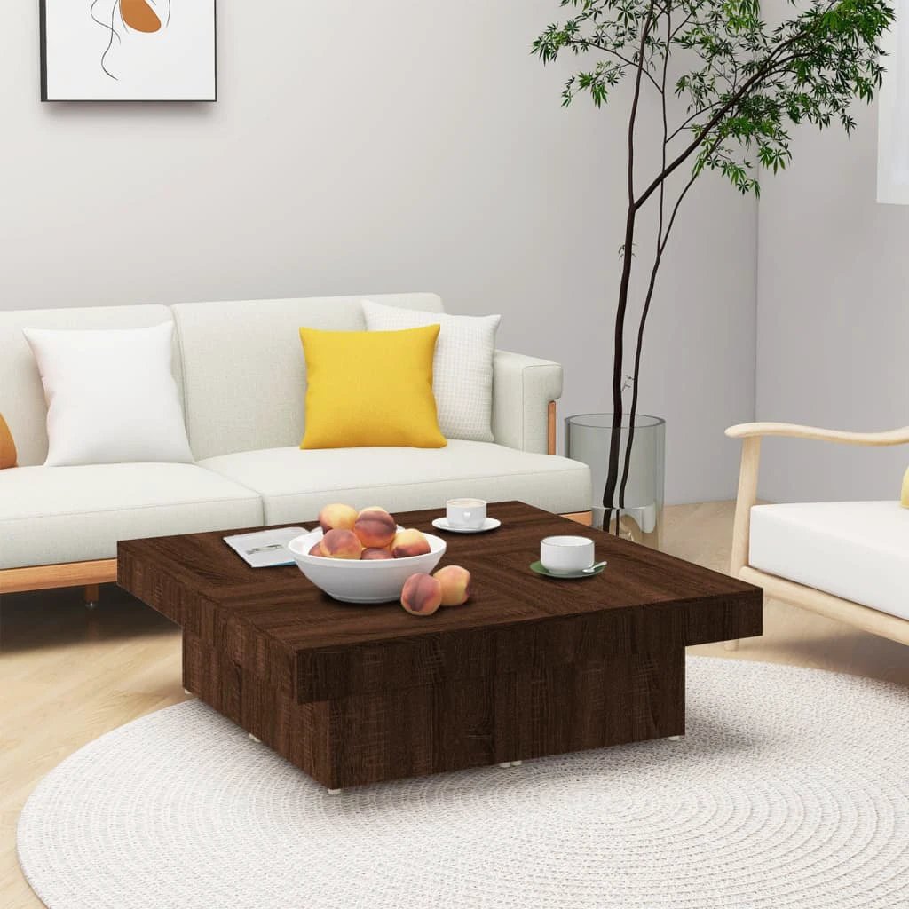 vidaXL VidaXL Coffee Table 90x90x28 cm Smoked Oak Engineered Wood Living Room Centerpiece - Coffee Table