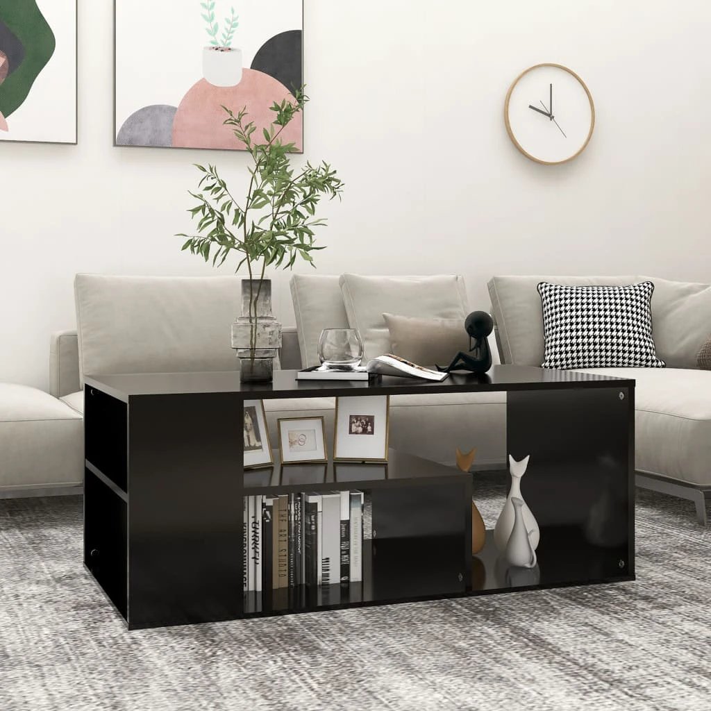 vidaXL VidaXL Coffee Table 100x50x40 cm Engineered Wood Smoked Oak Open Shelf Living Room - Coffee Table