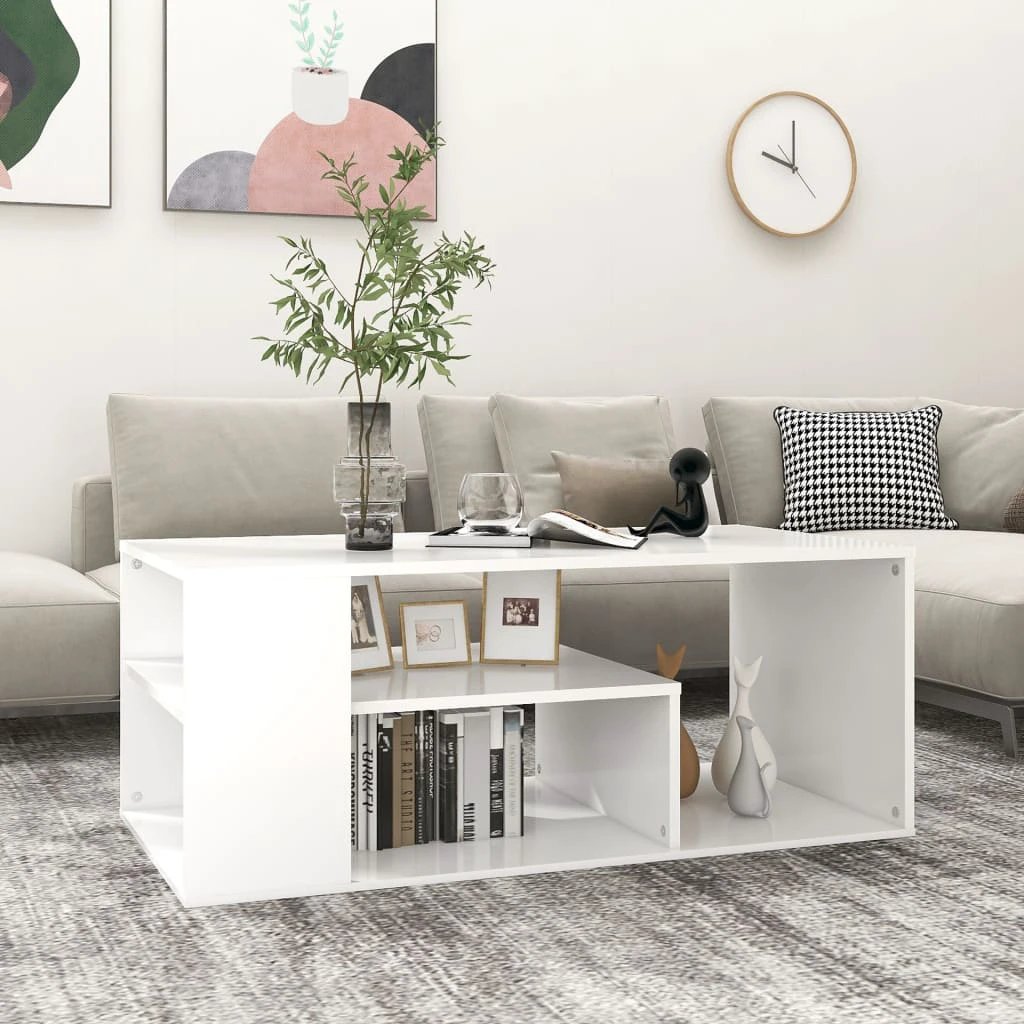 vidaXL VidaXL Coffee Table 100x50x40 cm Engineered Wood Smoked Oak Open Shelf Living Room - Coffee Table