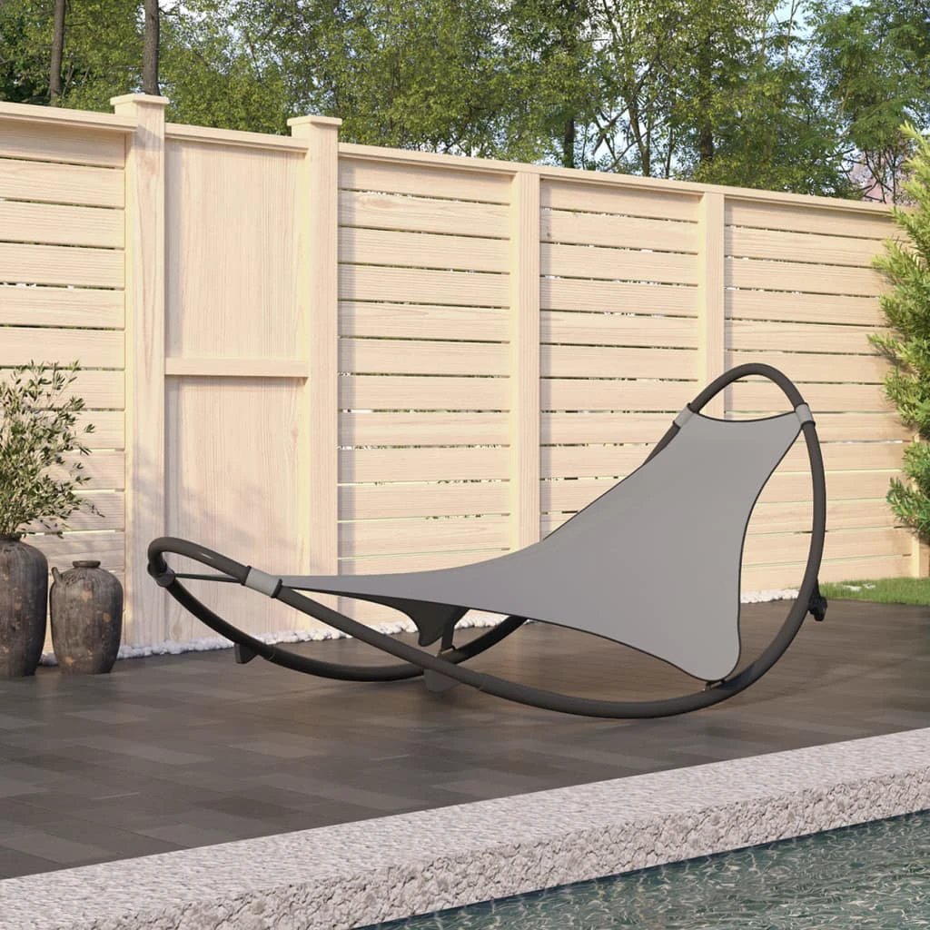 vidaXL vidaXL Rocking Sun Lounger with Wheels Steel & Textilene Fabric Black - Sun Lounger