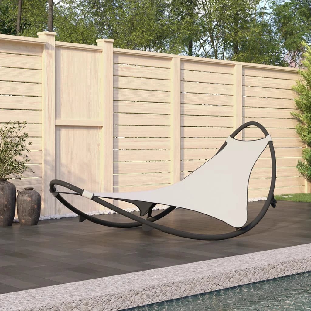 vidaXL vidaXL Rocking Sun Lounger with Wheels Steel & Textilene Fabric Black - Sun Lounger