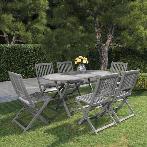 vidaXL 7 Piece Garden Dining Set Solid Acacia Wood Grey by vidaXL