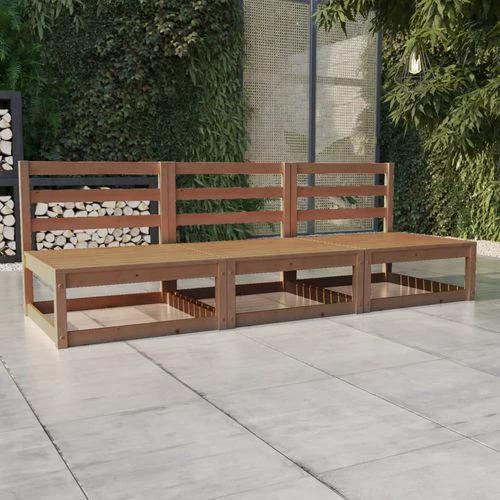 vidaXL Garden 3-Seater Sofa with Modular Design in Solid Pinewood for Outdoor Relaxation and Socializing by vidaXL