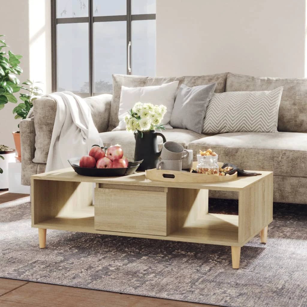 VidaXL Coffee Table 103.5x60x35 cm Smoked Oak Storage for Living Room by vidaXL